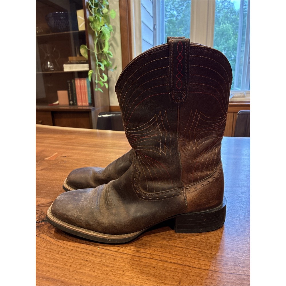 Ariat Mens US 10 D Western Boots Brown Leather Cowboy Short